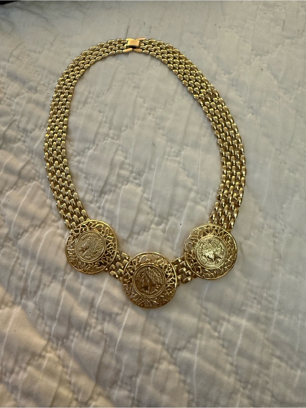Vintage/Antique Coin Medallion Link Choker Necklace - Women Jewelry - Picture 10 of 12